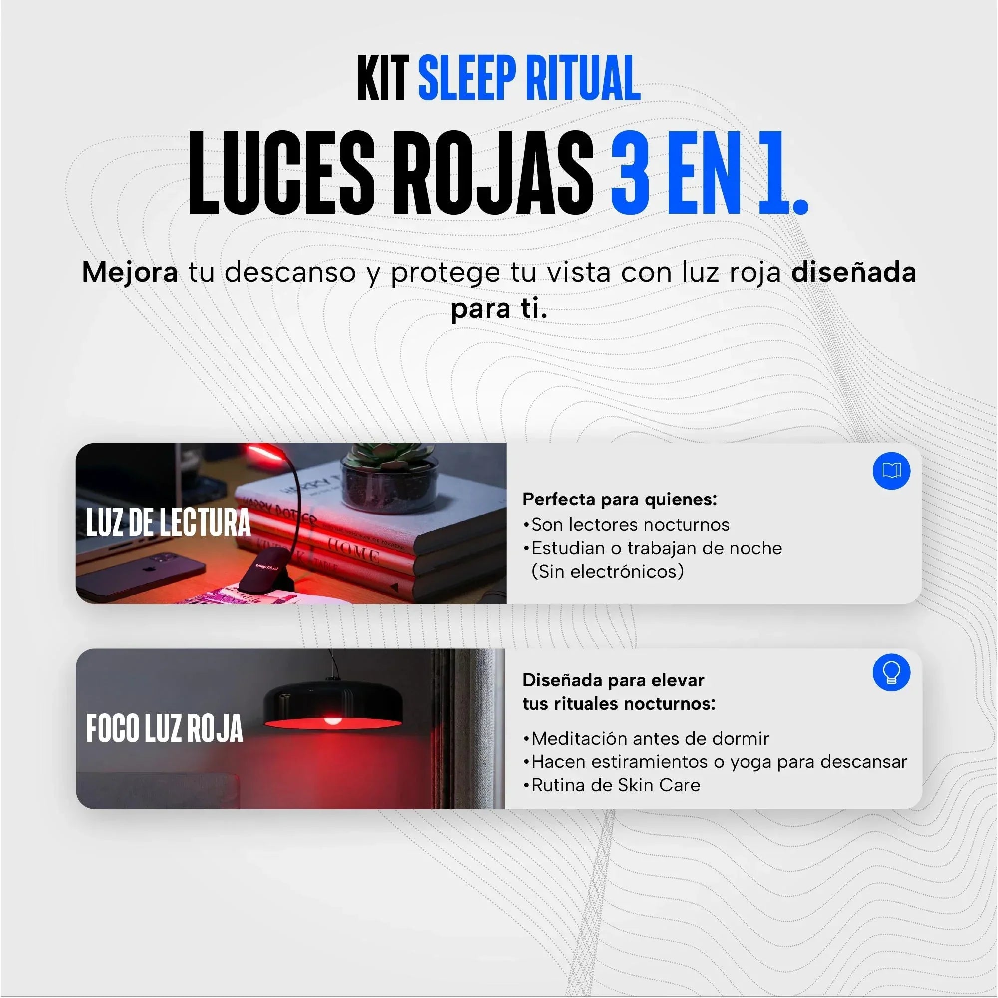 Kit para Recamara de Luz Roja 3 en 1
