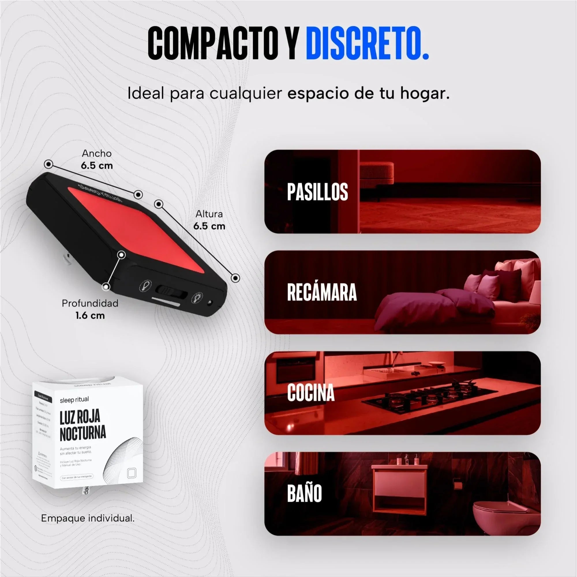 Luz Roja Guia Nocturna para Pasillos