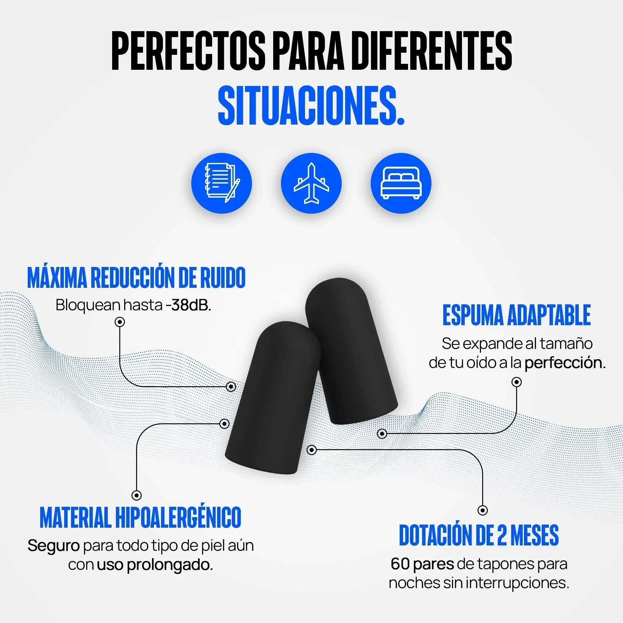 Tapones para oídos para dormir 60 pcs